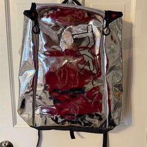 TYR Get Down Swim Metallic Silver Backpack with Black Trim